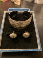 Zilver doosje met armband en oorbellen antieke set, Antiek en Kunst, Antiek | Goud en Zilver, Ophalen of Verzenden, Zilver