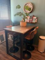Industriële Bartafel + 4 Barkrukken, Ophalen, 100 tot 150 cm, 50 tot 100 cm, Zo goed als nieuw
