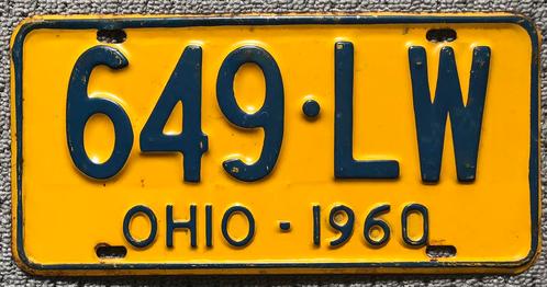 Kentekenplaat Ohio 1960., Verzamelen, Automerken, Motoren en Formule 1, Zo goed als nieuw, Ophalen of Verzenden