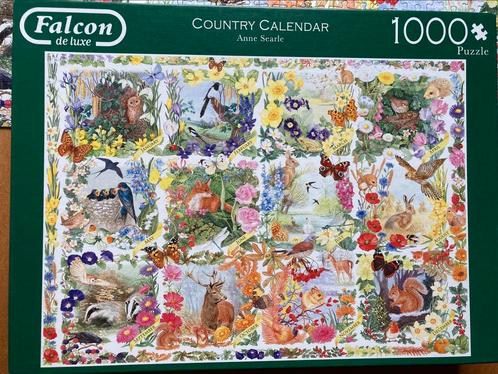 Falcon 1000🧩 Country Calender, Hobby en Vrije tijd, Denksport en Puzzels, Zo goed als nieuw, Legpuzzel, 500 t/m 1500 stukjes