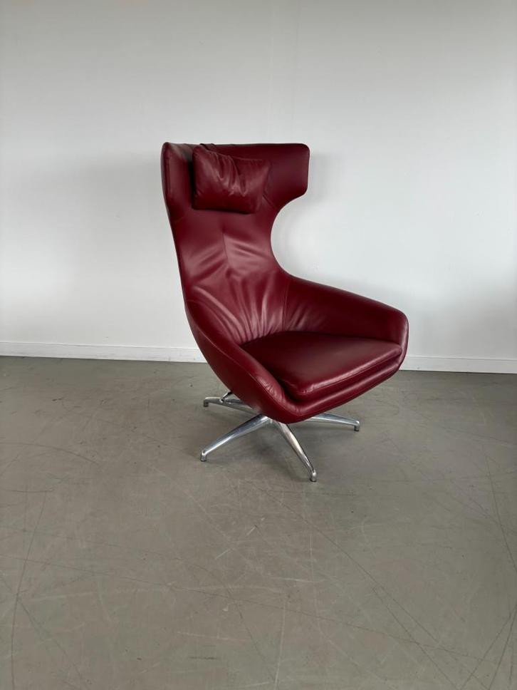 1x Caruzzo PLUS Fauteuil Rood Leer + Nekkussen - Chroom, Huis en Inrichting, Fauteuils, Zo goed als nieuw, Kunststof, Leer, Metaal