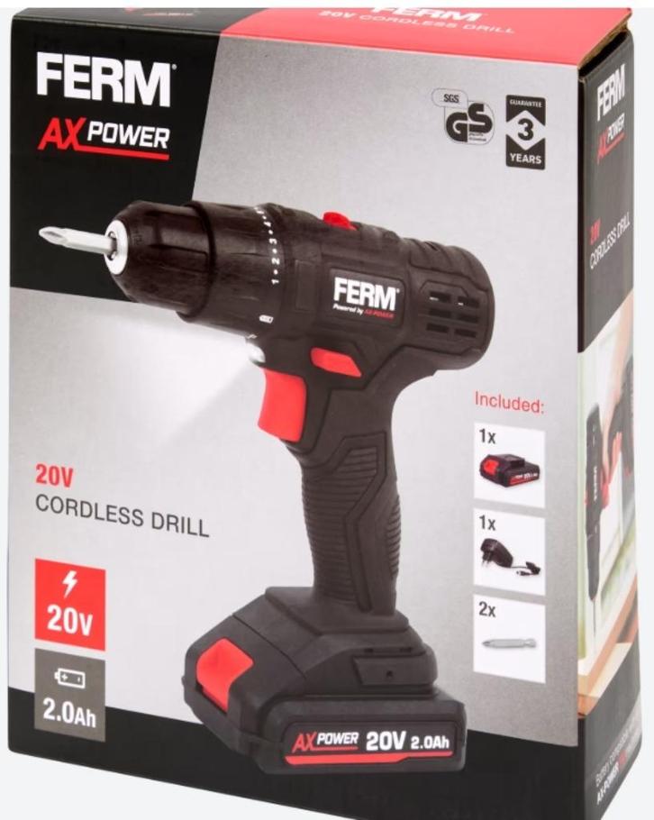 Ferm Accu boormachine 20v, Doe-het-zelf en Verbouw, Gereedschap | Boormachines, Nieuw, Boormachine, Ophalen