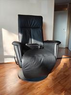 Luxe Relaxstoel met Massage, Verwarming & Automatische Opsta, Huis en Inrichting, Ophalen, Zwart, Leer, Zo goed als nieuw