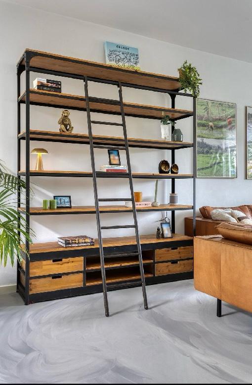 Industriele (boeken)kast 180x215, Huis en Inrichting, Kasten | Boekenkasten, Gebruikt, 150 tot 200 cm, 200 cm of meer, 25 tot 50 cm
