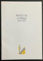 Renault Clio Williams brochure INTERN NL 1993, Ophalen of Verzenden, Gelezen, Renault