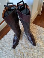 Rode leren laarzen met krokodillenprint, mt.37, Hoge laarzen, Ophalen of Verzenden, Rood, Onbekend