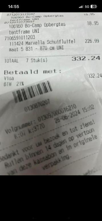 Universele Schuifluifel 7 mtr van Marvella beschikbaar voor biedingen