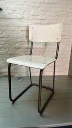 Vintage stoel wit hout en metaal, Ophalen, Gebruikt, Wit, Vintage bureau stoeltje