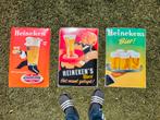 Heineken 3 emaille borden, Ophalen, Zo goed als nieuw, Reclamebord, Plaat of Schild, Heineken