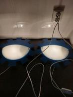 Twee blauwe wandlampjes, Ophalen of Verzenden, Zo goed als nieuw, Glas, Modern