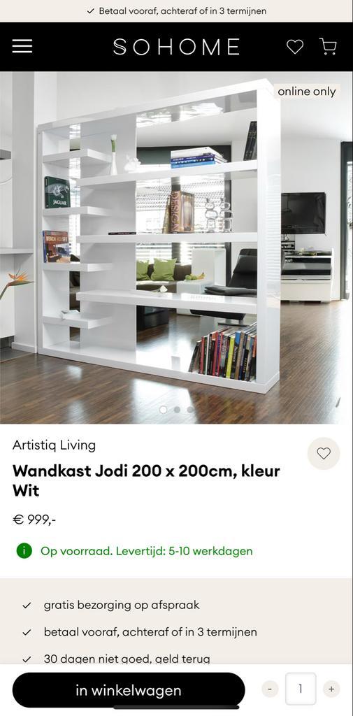 Artistiq Living Wandkast Jodi Wit 200x200, Huis en Inrichting, Kasten | Wandmeubels, Gebruikt, 200 cm of meer, 200 tot 250 cm