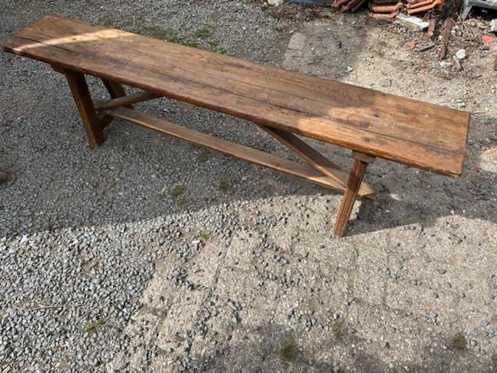 antieke bank brocante boerenbank oude eikenhouten, Antiek en Kunst, Curiosa en Brocante, Ophalen of Verzenden