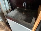Grote hardsteen/natuursteen wasbak incl kraan, Ophalen, Gebruikt, 50 tot 100 cm, X
