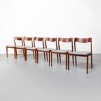 Vintage Deense eetkamerstoelen, set van 6, Ophalen, Hout, Gebruikt, Grijs