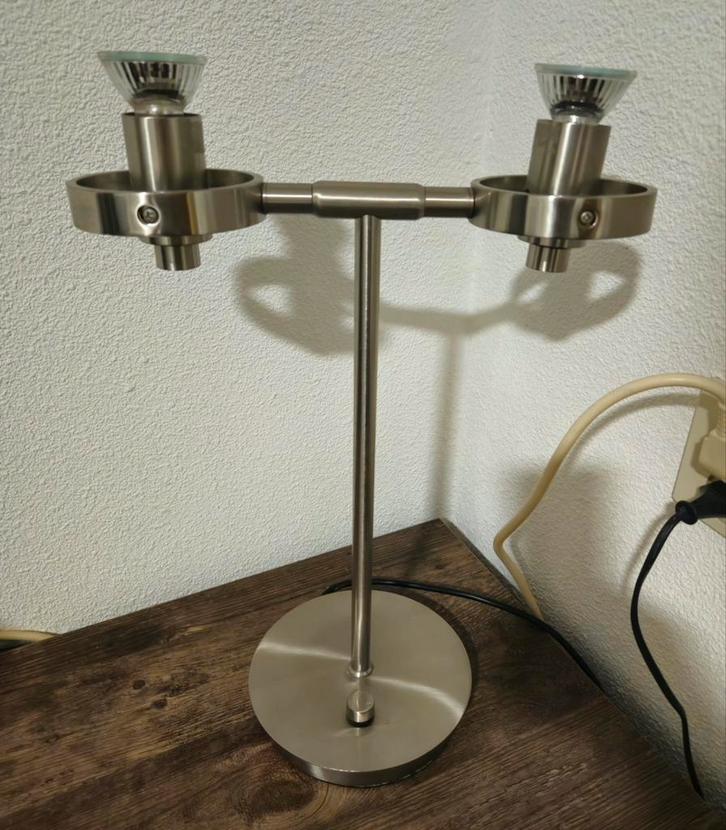 Van de Heg tafellamp,bureaulamp met 2 Spots - Metaal, Huis en Inrichting, Lampen | Vloerlampen, Zo goed als nieuw, Minder dan 100 cm