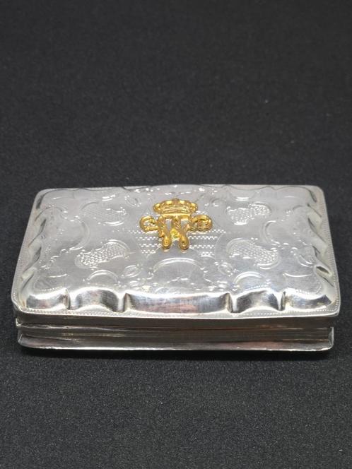 Antiek Zilveren Snuifdoos W met Kroon, Antiek en Kunst, Antiek | Goud en Zilver, Zilver, Ophalen of Verzenden