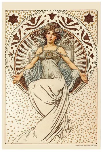 60x40cm Alphonse Mucha Art Nouveau dag 2024 Poster beschikbaar voor biedingen