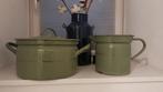 Groene Emaille Pan & Waterkan Set, Antiek en Kunst, Ophalen