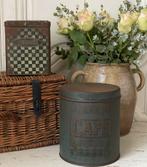 Brocante oud groen blik Cafe / Koffie, Antiek en Kunst, Verzenden