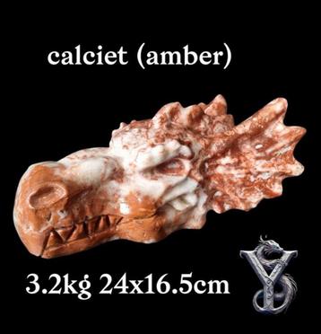 zeer grote calciet draak 24 cm 3.2kg draken deal edelstenen  beschikbaar voor biedingen