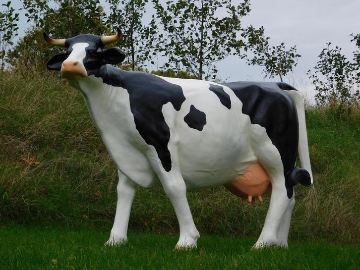 Beeld Koe XXL - 147 x 205 cm - Polystone, Tuin en Terras, Tuinbeelden, Nieuw, Kunststof, Ophalen of Verzenden