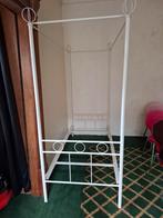 Wit metalen eenpersoons hemelbed, Huis en Inrichting, Slaapkamer | Bedden, Ophalen, Gebruikt, 90 cm, Eenpersoons