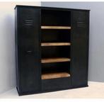Lockerkast Lynn mangohout - zwart metaal *HUUS*, Ophalen, 100 tot 150 cm, Mangohout, Zo goed als nieuw