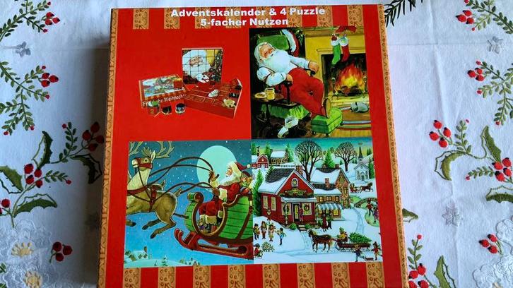 Adventskalender + blokpuzzle ineen, Diversen, Kerst, Gebruikt, Ophalen of Verzenden