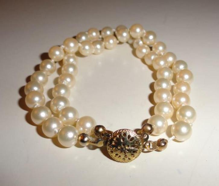 Parel armband double slotje, Sieraden, Tassen en Uiterlijk, Antieke sieraden, Armband, Overige materialen, Ophalen of Verzenden