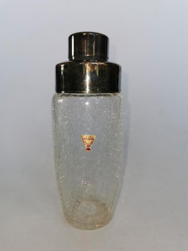 Vintage craquele glas en verzilverde cocktailshaker Bockling, Antiek en Kunst, Antiek | Overige Antiek, Verzenden