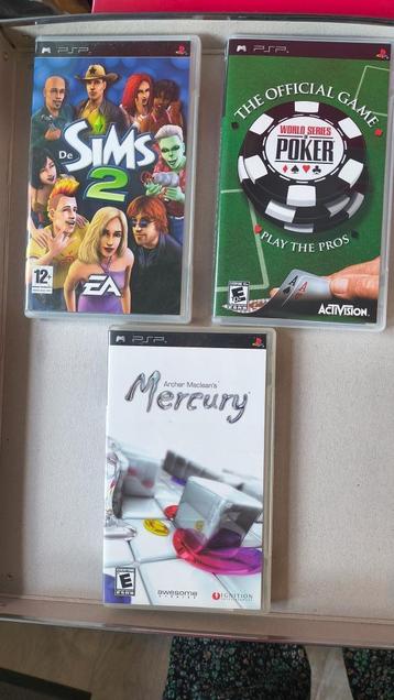 4 PSP games (sims, ssx,mercury, poker) + film (spiderman 2) beschikbaar voor biedingen