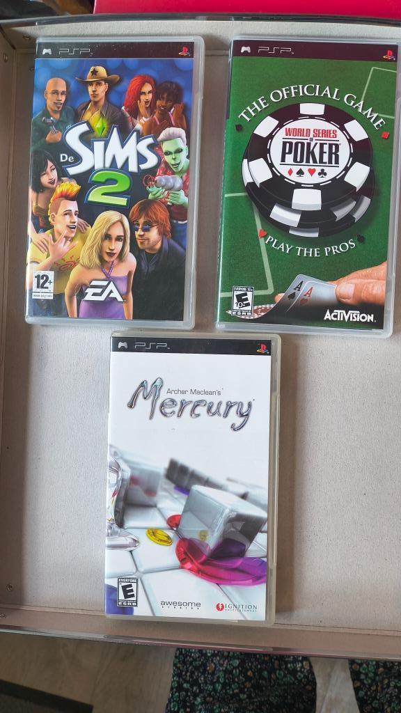 4 PSP games (sims, ssx,mercury, poker) + film (spiderman 2), Spelcomputers en Games, Games | Sony PlayStation Portable, Zo goed als nieuw