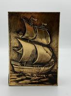 Vintage snoep blik met bronzen schip, Ophalen of Verzenden
