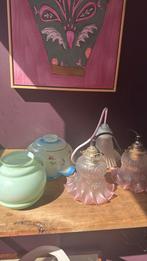 5 vintage lampenkapjes glas, Huis en Inrichting, Ophalen, Gebruikt, Overige kleuren, Rechthoekig