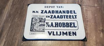 Emaille bord Zaadhandel Zaadteelt A.Hobbel beschikbaar voor biedingen