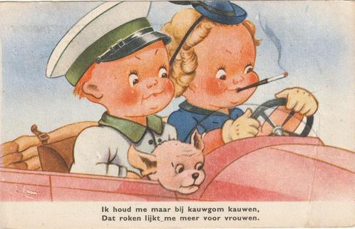 MEISJE HOND AUTO UIT 1951 KREUK RECHTS IN DE KAART KH902, Verzamelen, Ansichtkaarten | Themakaarten, Gelopen, 1940 tot 1960, Kinderen