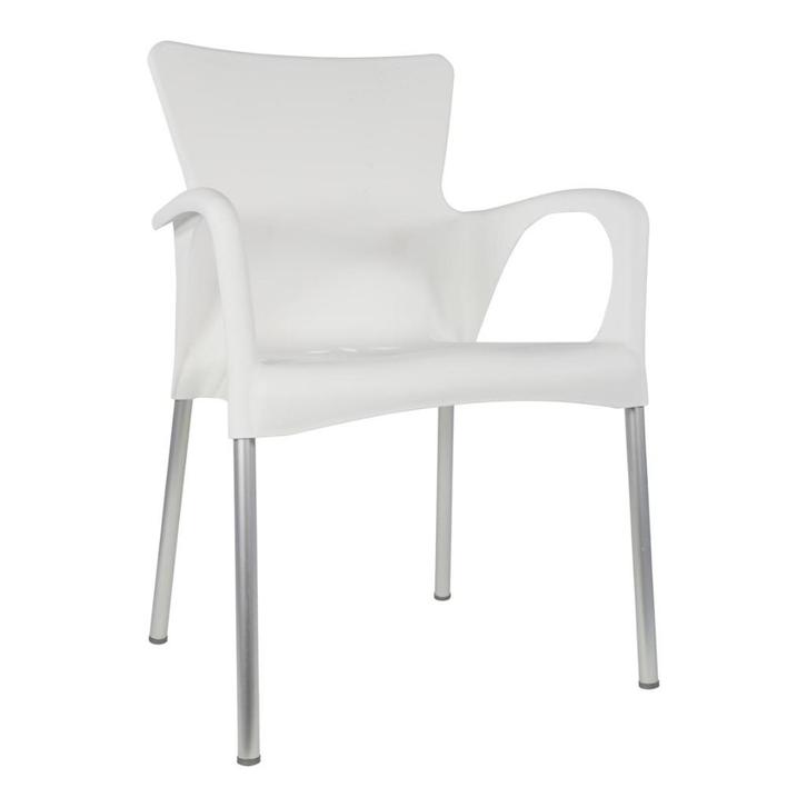 Kunststof stoel met armleuning wit, Huis en Inrichting, Stoelen, Kunststof, Wit, Ophalen of Verzenden