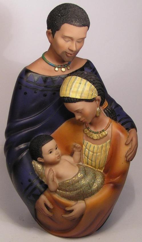 Bijzonder Beeld van Jozef, Maria & Kindje Jezus Afrika nieuw, Verzamelen, Beelden en Beeldjes, Nieuw, Mens, Verzenden