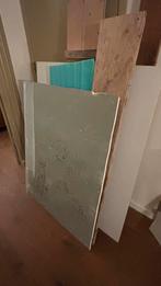 Diverse houtresten en gipsplaat stukken, panelen, Doe-het-zelf en Verbouw, Hout en Planken, Ophalen, Minder dan 25 mm, Plank, Minder dan 200 cm