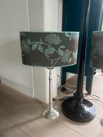 Set modern/stijlvol taupe/turkoois 1xstaand + 2xtafellampen, Huis en Inrichting, Lampen | Vloerlampen, Ophalen, Hout, Gebruikt