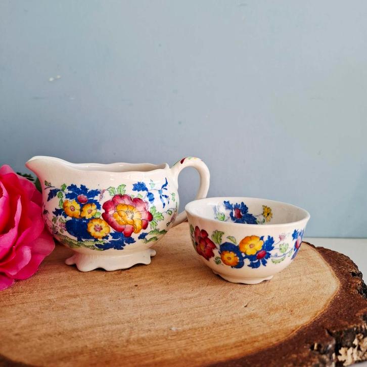 Mason's, roomstelletje met bloemmotief, Antiek en Kunst, Antiek | Servies los, Ophalen of Verzenden