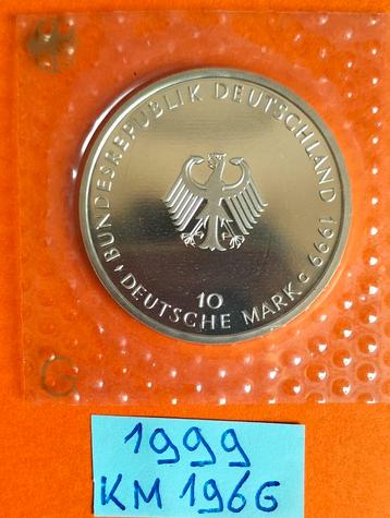 1999 10 Mark Grundgesetz KM#196G 925/1000 Zilver /Proof  beschikbaar voor biedingen