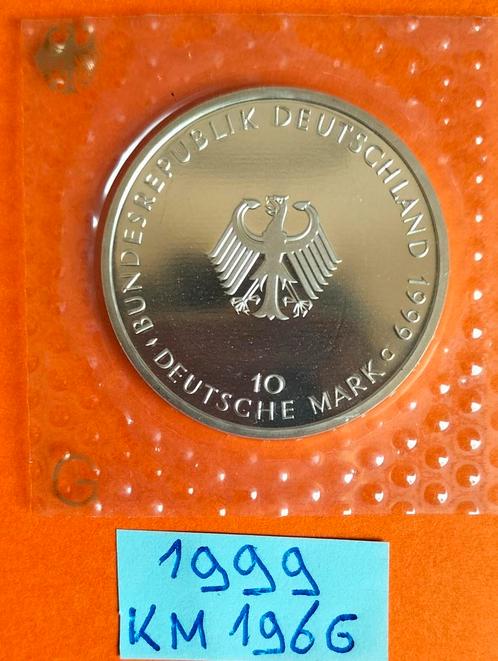 1999 10 Mark Grundgesetz KM#196G 925/1000 Zilver /Proof, Postzegels en Munten, Munten | Europa | Niet-Euromunten, Losse munt, Duitsland