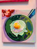 Spiegelei in pan - origineel schilderij, Ophalen of Verzenden
