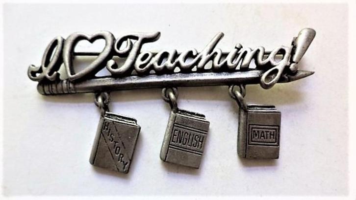 Broche I Love Teaching! JJ Jonette (7252-3462), Sieraden, Tassen en Uiterlijk, Broches, Nieuw, Overige materialen, Zilver, Ophalen