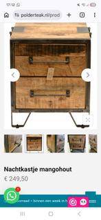 2 Industriële Nachtkastjes Mangohout, Ophalen, Nieuw