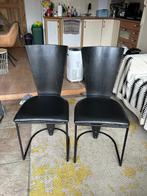 Harvink eettafel stoelen 6 stuks zwart met leren zitting, Ophalen, Gebruikt, Zwart, Harvink