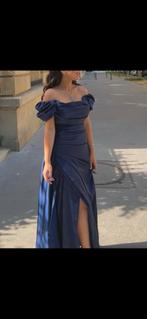 Blauwe satijnen jurk, Kleding | Dames, Gelegenheidskleding, Maat 38/40 (M), Galajurk, Blauw, Ophalen of Verzenden