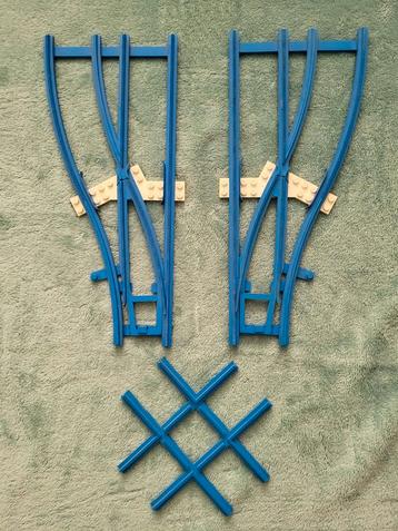 Lego trein 4,5 Volt blauwe rails wissels en kruispunt.  beschikbaar voor biedingen