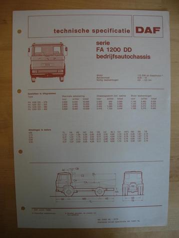 DAF FA 1200 DD Technische Specificatie folder 1975 – 4x2 beschikbaar voor biedingen